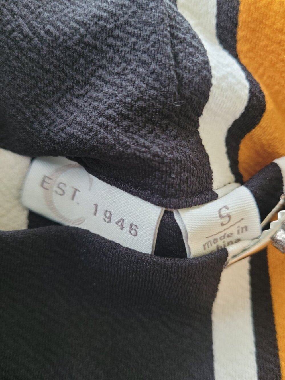 Est 1946 Black Mustard White Striped Pants Size S